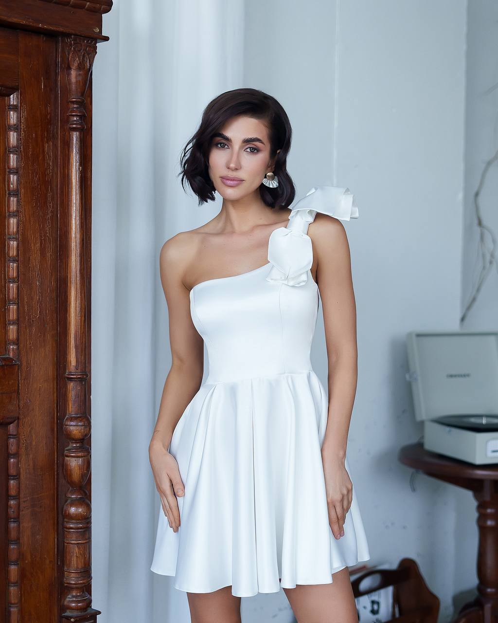 One Shoulder Mini Corset Dress S / White One Shoulder Mini Corset Dress S / White