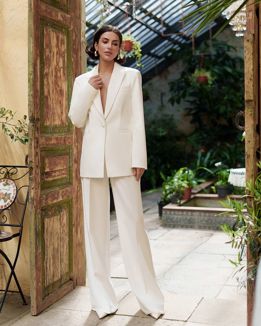 White Tuxedo Two Piece Pantsuit