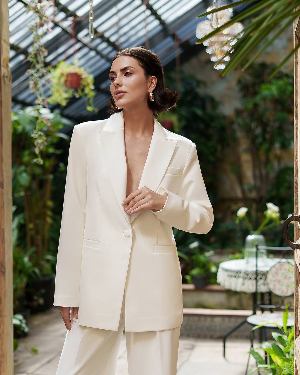 White Tuxedo Two Piece Pantsuit