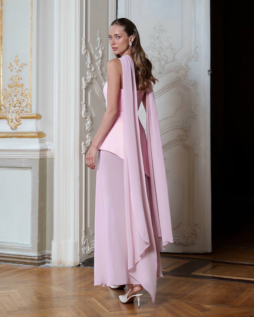 Corset Dress with Tulle Skirt and Scarf