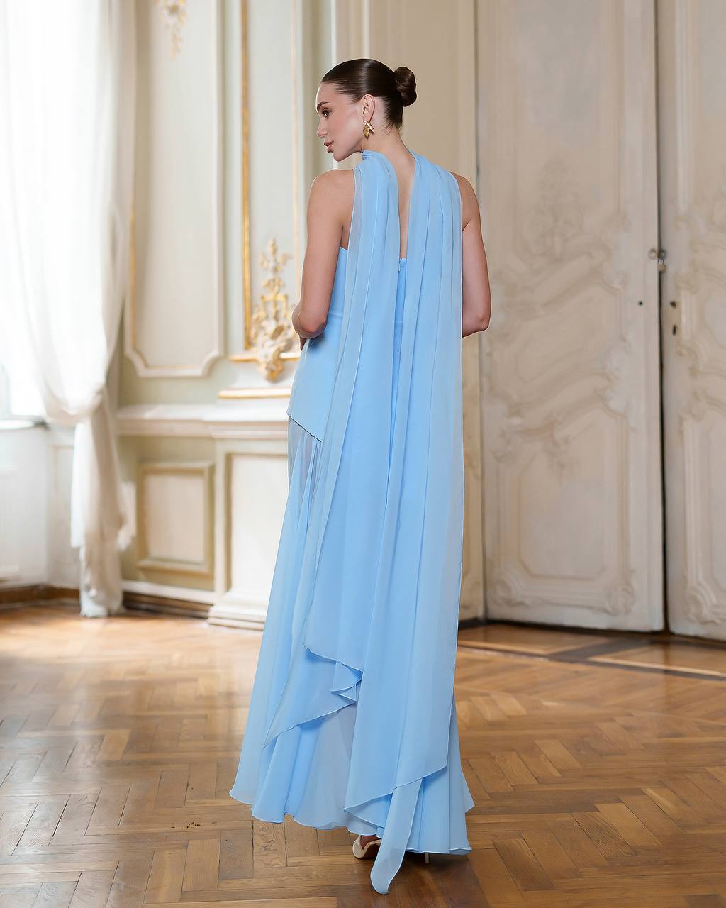 Corset Dress with Tulle Skirt and Scarf