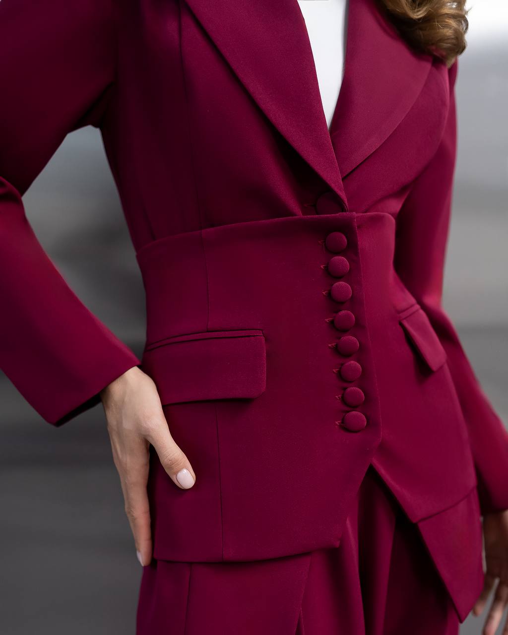 Women Suit Set | Blazer + Peplum and Wide Leg Pants
