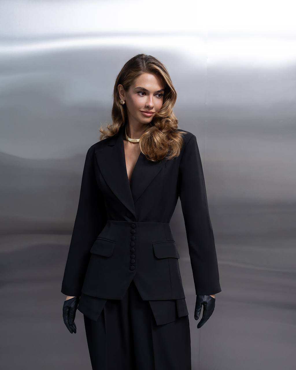 Women Suit Set | Blazer + Peplum and Wide Leg Pants