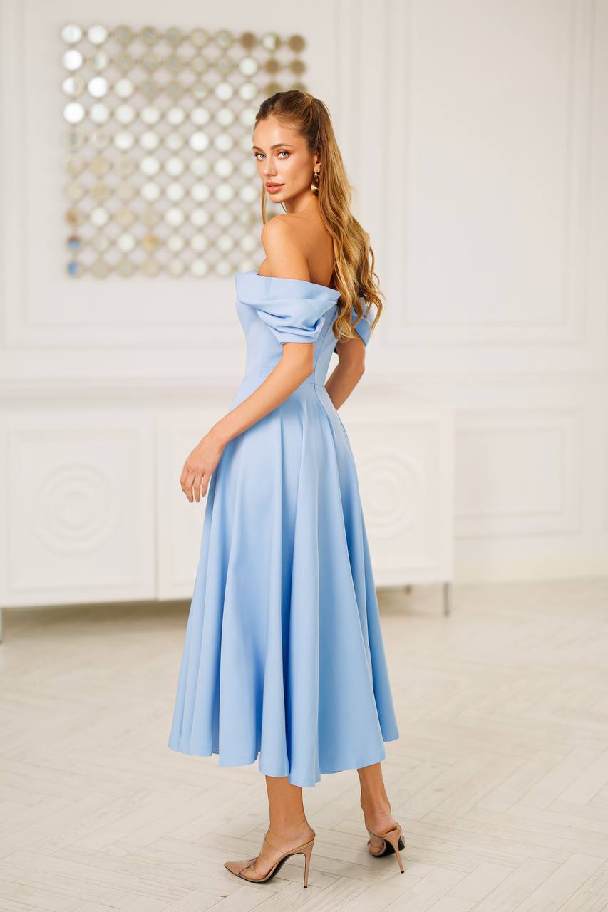 Off Shoulder Tea Length Dress
