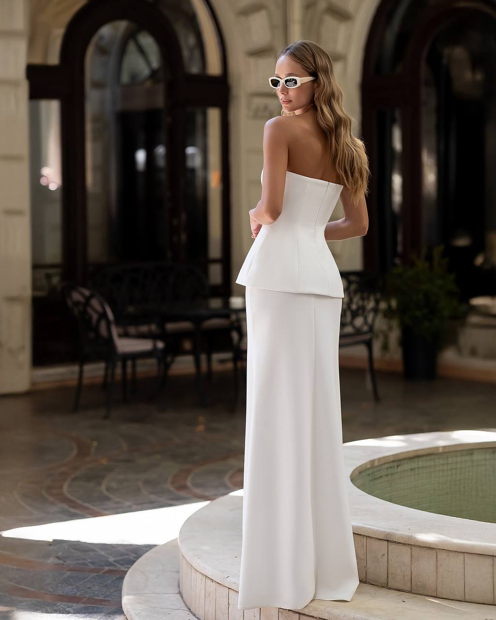 White Skirt Suit : Bando Top with Maxi Skirt