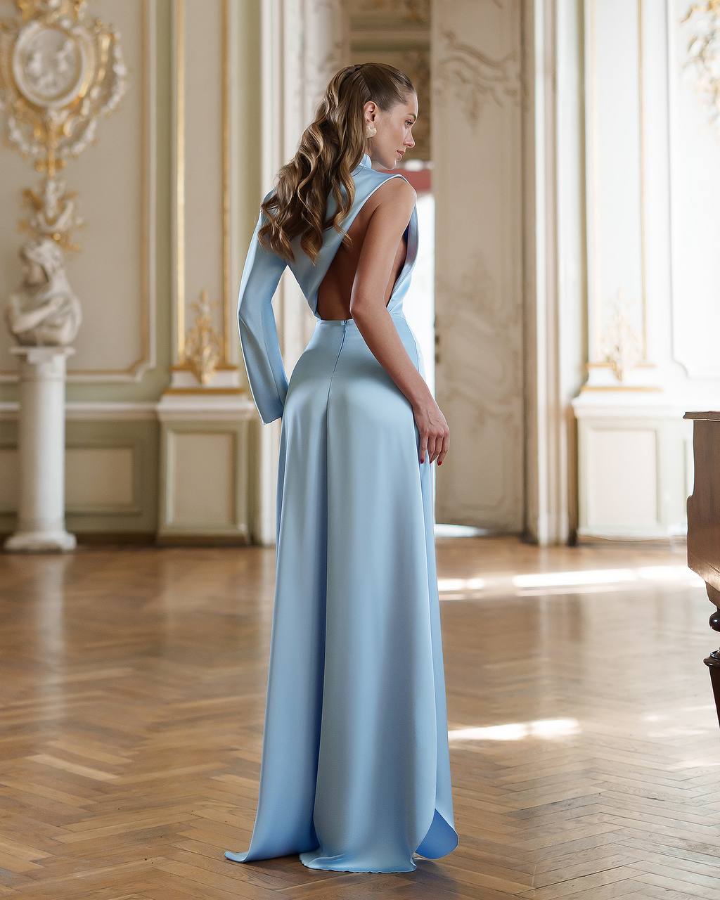 White One Sleeve Asymmetrical Maxi Dress