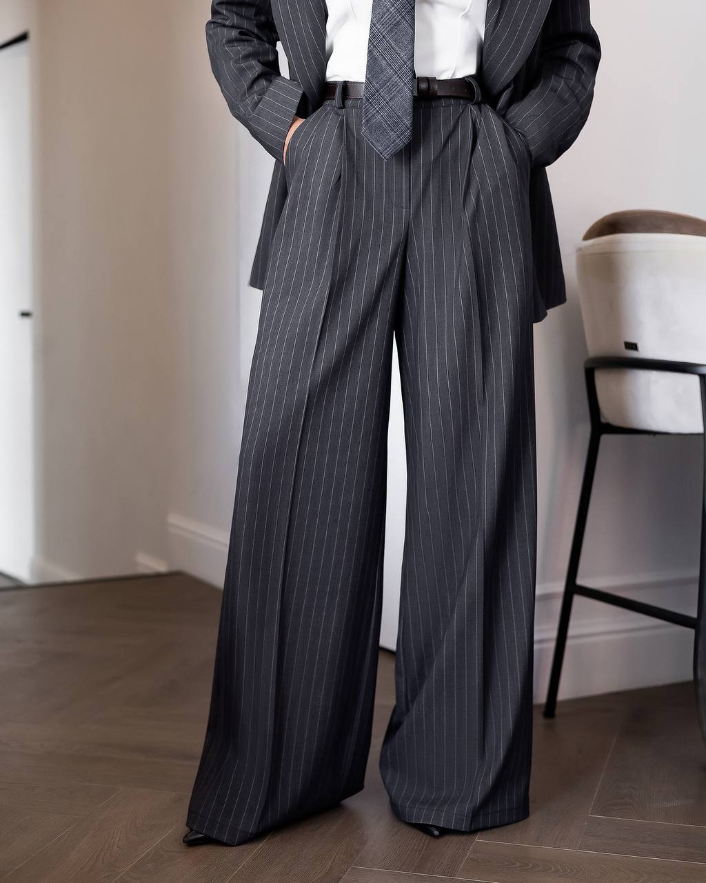 Grey Pinstripe Oversized Suit