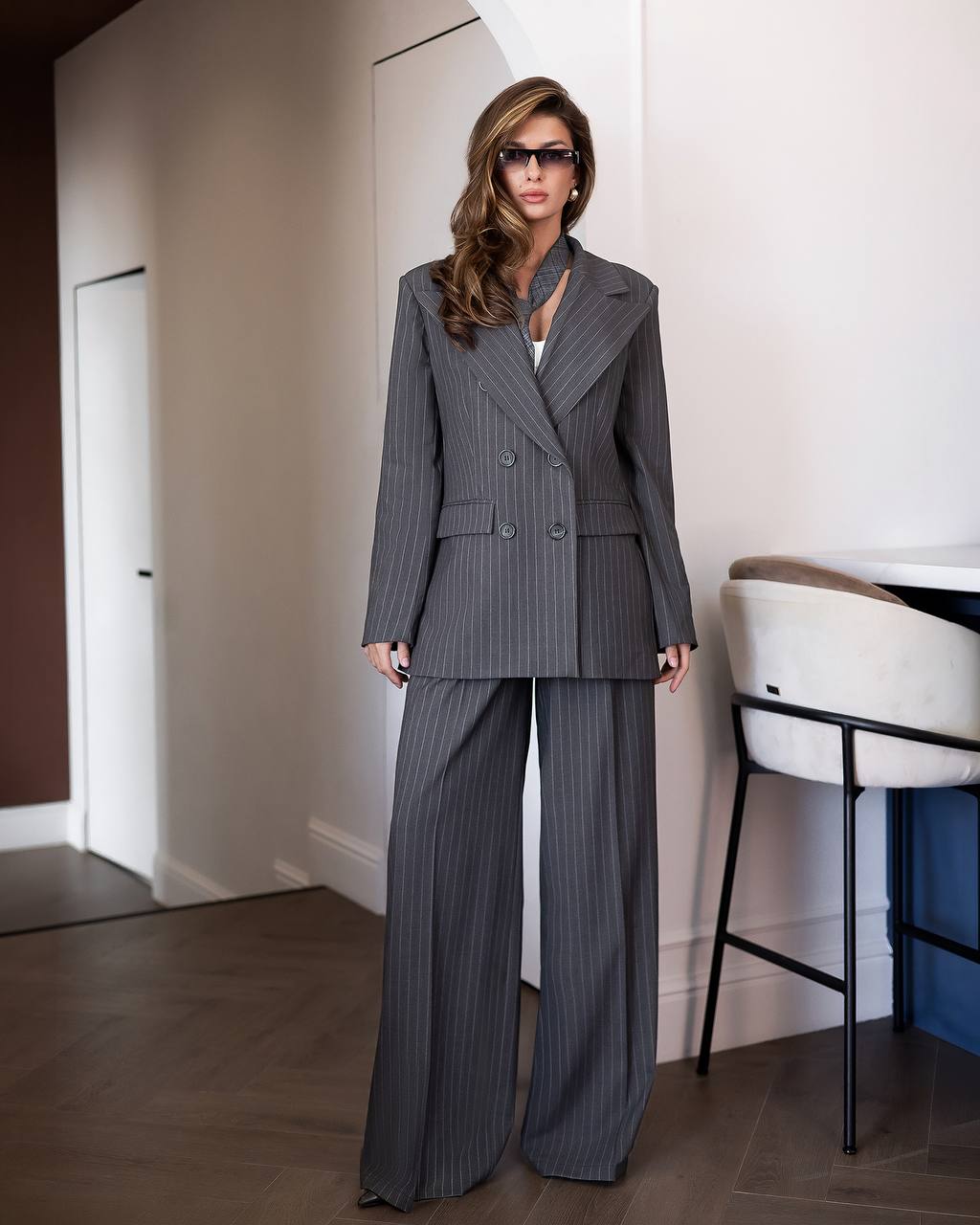 Grey Pinstripe Oversized Suit