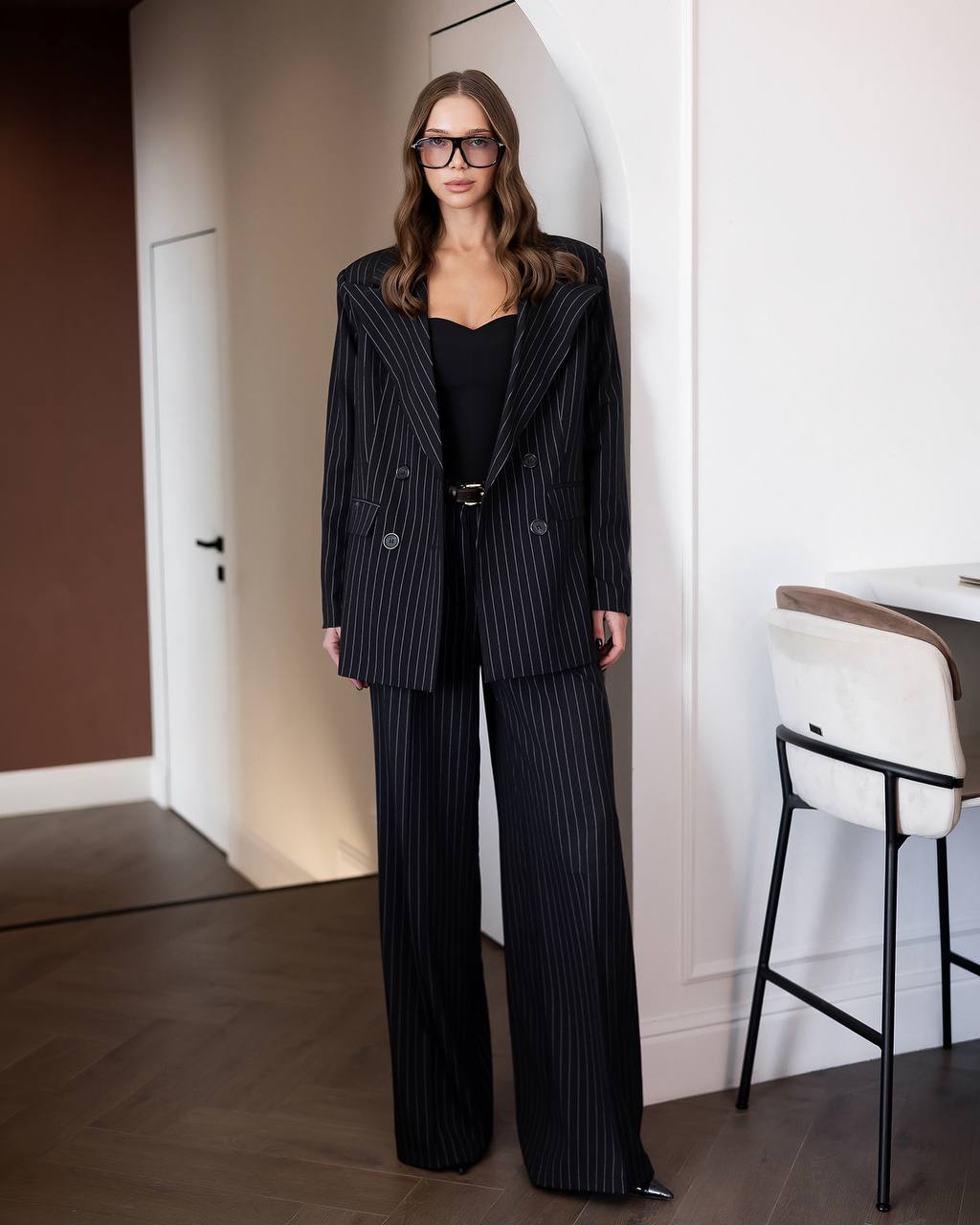 Grey Pinstripe Oversized Suit